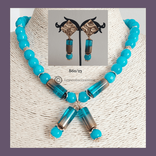 Blue Poppy Necklace and Earring Set