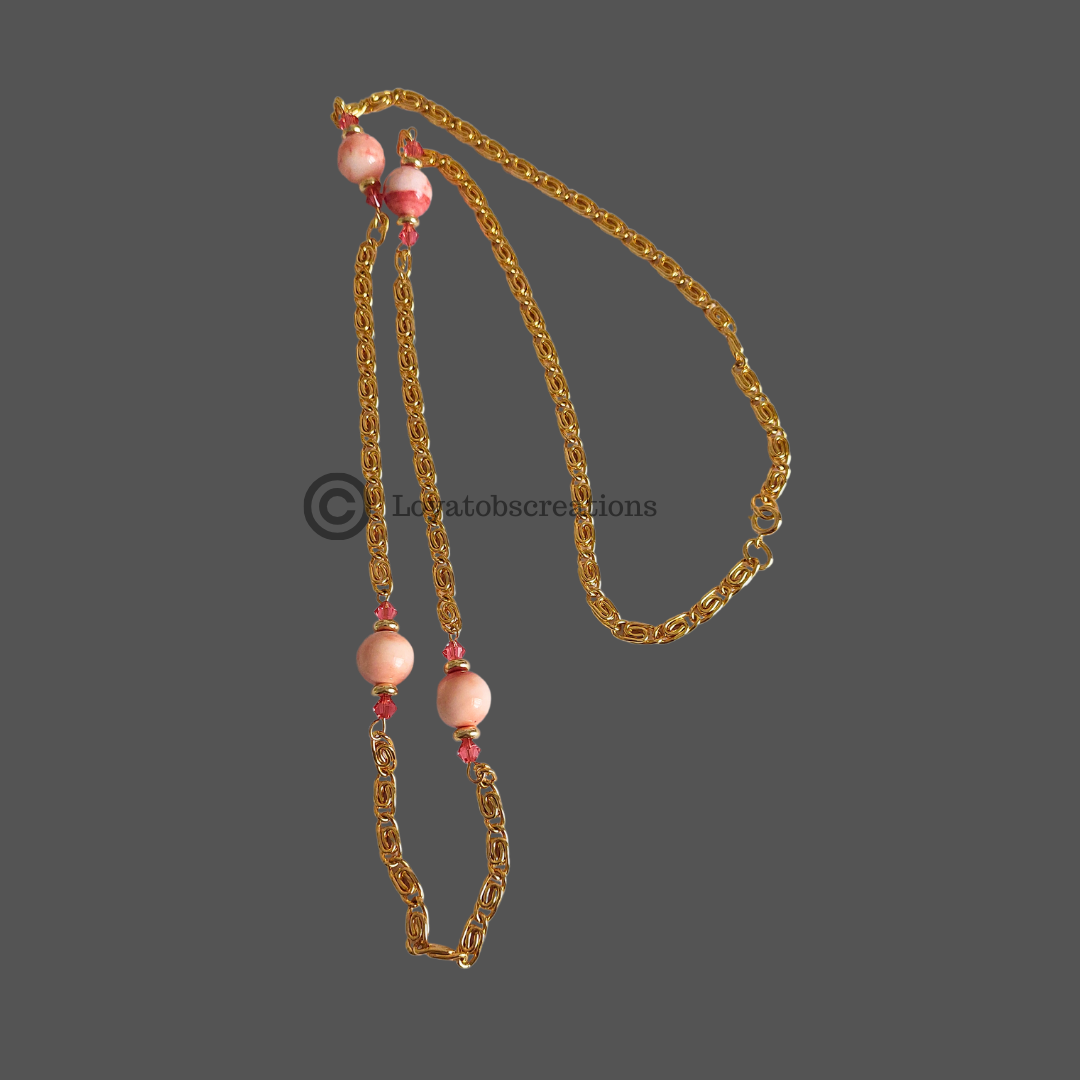 Hibiscus Bead and Chain Necklace