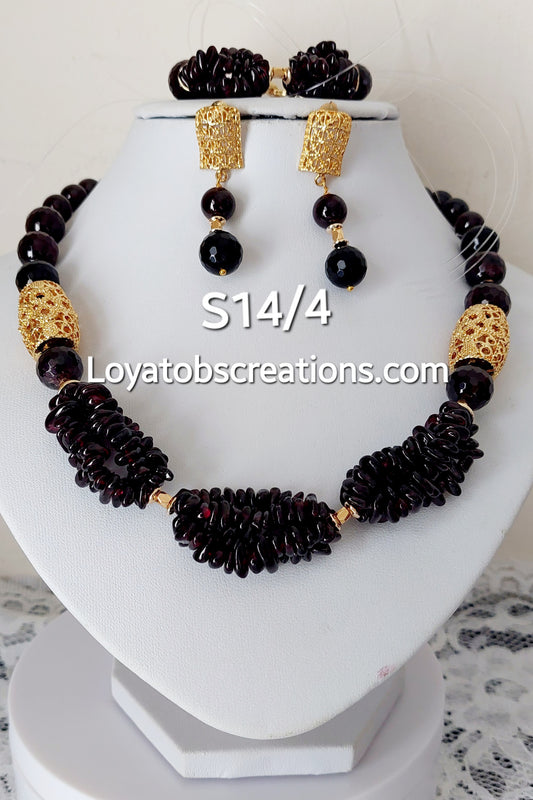 Burgundy Lily Necklace and Earring Set