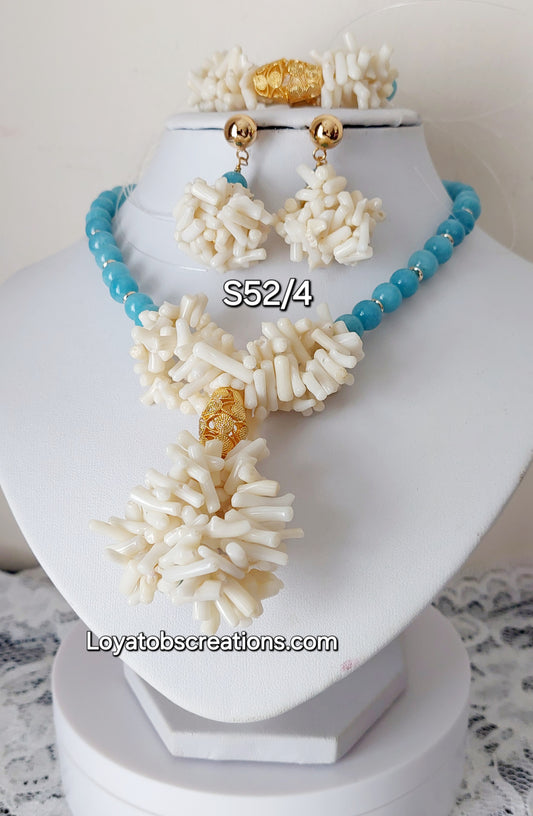 Blue Hydrangea Necklace, Bracelet and Earring Set