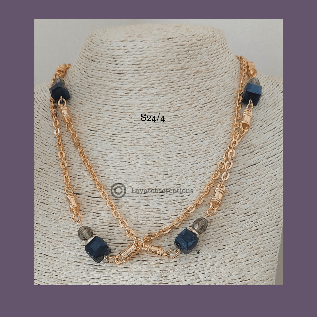 Raven Long Bead and Chain Necklace