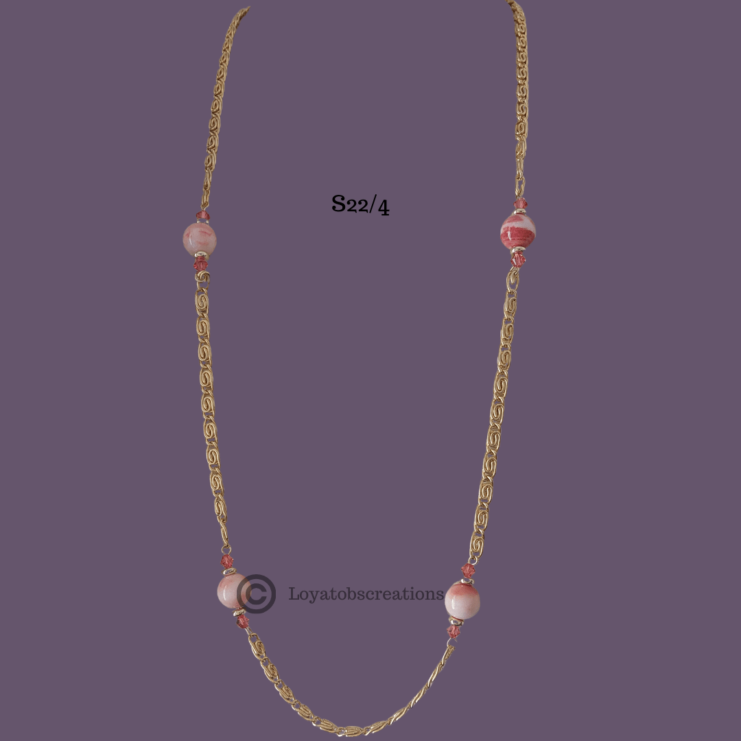 Hibiscus Bead and Chain Necklace