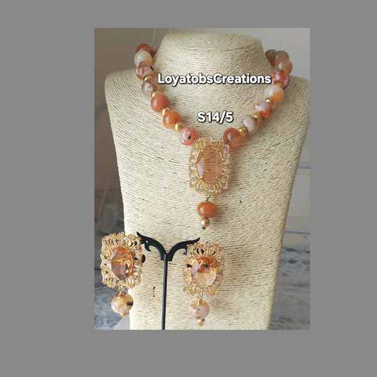 Angel Amber Kiss Necklace and Earring Set