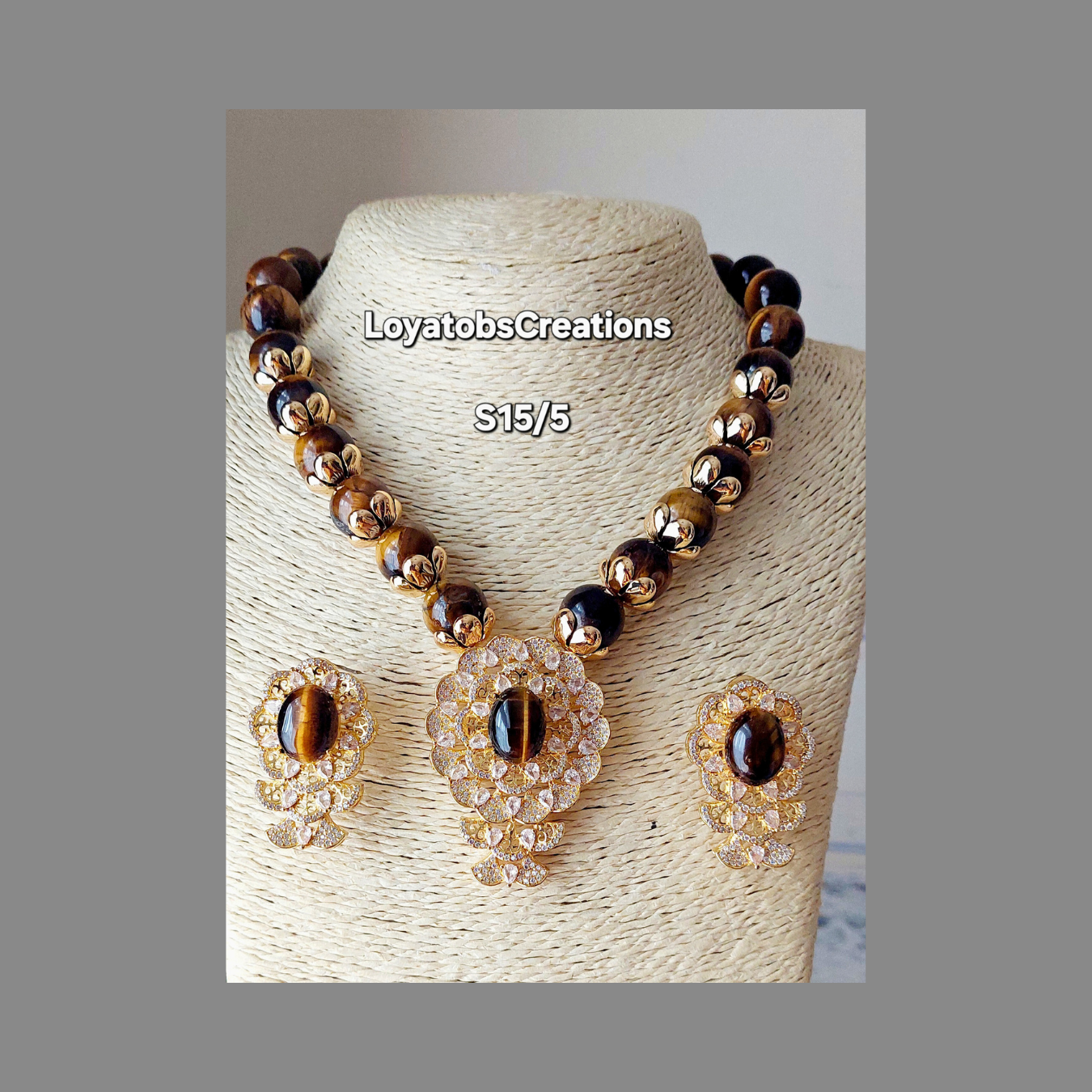 Chocolate Cosmos Necklace and Earring Set