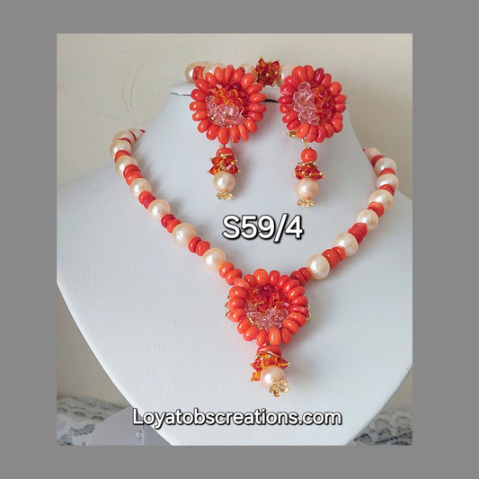 Orange Queen Necklace, Bracelet and Earring Set