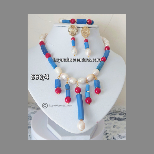 Segilola Necklace, Bracelet and Earring Set (Pearls)