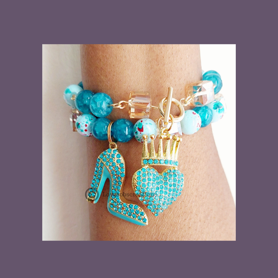 My Crown and Heart Charm Bracelet Set